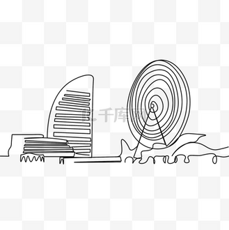 个性线条画风格城市建筑