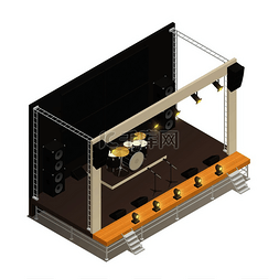 鼓舞台图片_具有强大音频放大器和鼓等距设计