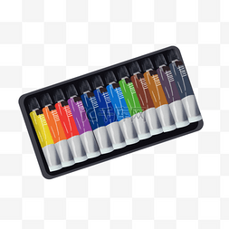世界艺术日一排彩色画笔颜料