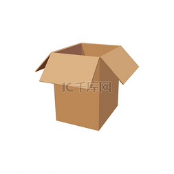 纸箱包装贴纸图片_纸板箱隔离实体模型矢量空纸盒打