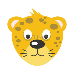 动物在自然中的图片_豹脸矢量平面设计动物头像卡通图