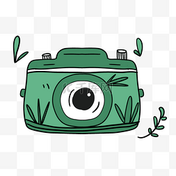 卡通可爱相机图标绿色树叶花纹