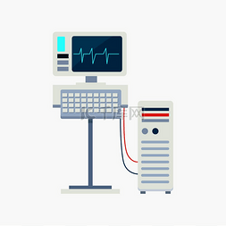 医疗背景心电图图片_带有连接到计算机的显示器和键盘