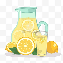夏季扁平卡通风一杯柠檬饮料