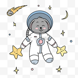 月亮宇宙图片_和星星玩耍的灰兔子宇宙动物宇航