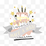生日标签金粉质感蛋糕