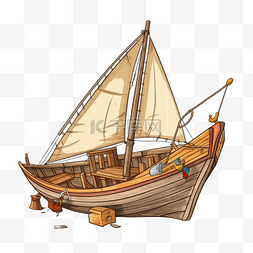 卡通水运船只木帆船