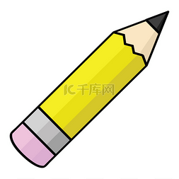 橡皮擦卡通手绘图片_黄色铅笔