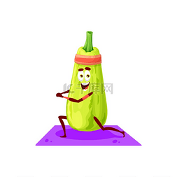 茄子蔬菜卡通人物在瑜伽普拉提伸