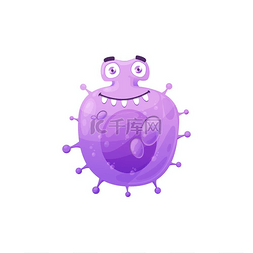 大笑图标图片_卡通病毒细胞载体图标可爱的紫色