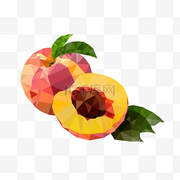 水蜜桃黄桃图片_抽象低聚水果桃子