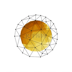 矢量颜色抽象几何球体带金色三角
