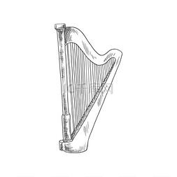 竖琴图标图片_复古竖琴是一种孤立的古老乐器矢