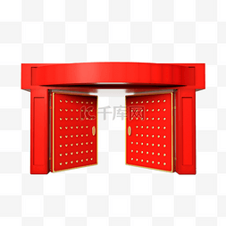 3D开门开门红红色大门喜庆庆典门