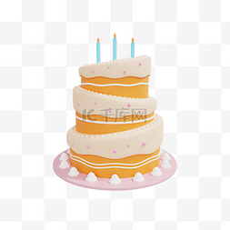c4d生日蛋糕图片_3DC4D立体三层蛋糕