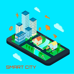 智能自动图片_智能城市等距设计概念智能城市等