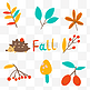 秋季树叶刺猬果实贴纸套图