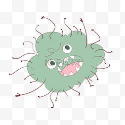牙齿细菌图片_绿色卡通可爱表情病毒细菌微生物