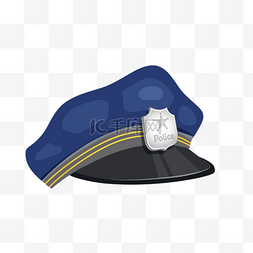 深蓝色遮光警察帽剪贴画