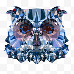 几何抽象低聚合蓝色猫头鹰头像
