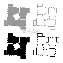 灰色合作图片_四只手在一起概念团队合作联合团