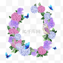紫色婚礼婚礼图片_水彩绣球紫色花卉婚礼边框