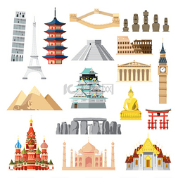 in素材图片_Landmarks set in flat design