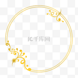 卷曲金色花卉圆框