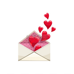 情人节信图片_打开信封，里面装满了孤立的心形