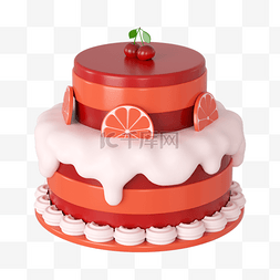 生日蛋糕c4d图片_3DC4D立体慕斯蛋糕