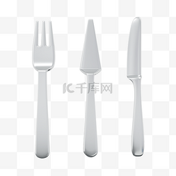西餐餐具刀图片_3DC4D立体餐具餐饮刀叉勺