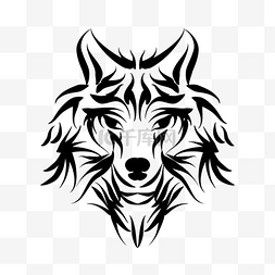 创意黑色狼头装饰艺术狼纹身图