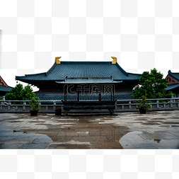 广州广州图片_广州花都华严寺下雨天古风建筑