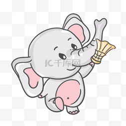 可爱的卡通小象宝宝在踢毽子