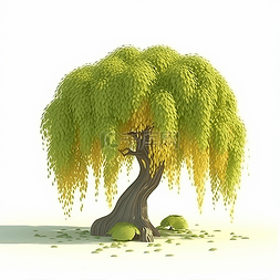 一颗很大的绿色柳树