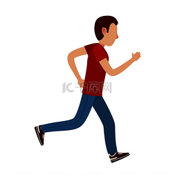 逃跑的图片_身穿红色 T 恤、运动裤和运动鞋的