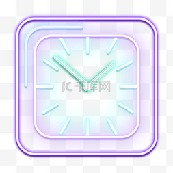 光效钟表图片_钟表闹钟正方形霓虹光效一天时间