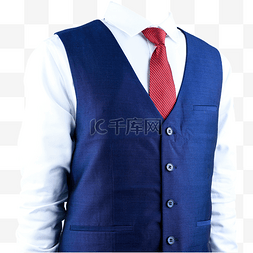 蓝灰色元素图片_半身蓝马甲摄影图白衬衫领带