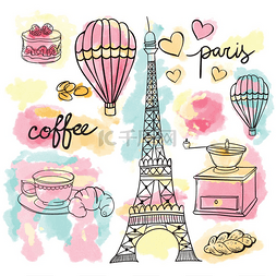 蛋糕咖啡图片_巴黎涂鸦复古艺术