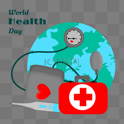 卡通血压器图片_世界卫生日卡通地球