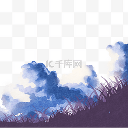 云朵图片_紫色云雾草地