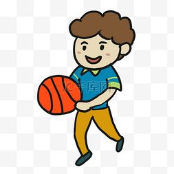 打篮球的可爱儿童人物
