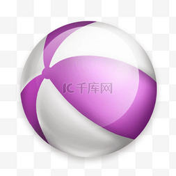 夏日沙滩上紫色白色的球