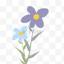 蓝色花卉图片_手绘可爱文艺清新紫色小花蓝色花