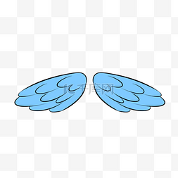 蓝色简约水彩卡通漂亮羽毛翅膀