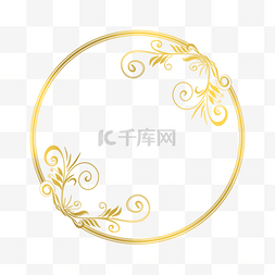 邀请函框图片_装饰圈花卉金色圆框