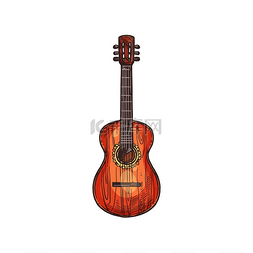 弦矢量图片_复古吉他孤立的墨西哥乐器矢量弦