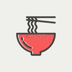 icon美食图标图片_用一双筷子的面条碗细线图标