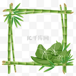 绿色竹子正方形端午节粽子边框