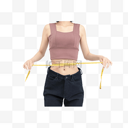 测量腰围的减肥女孩